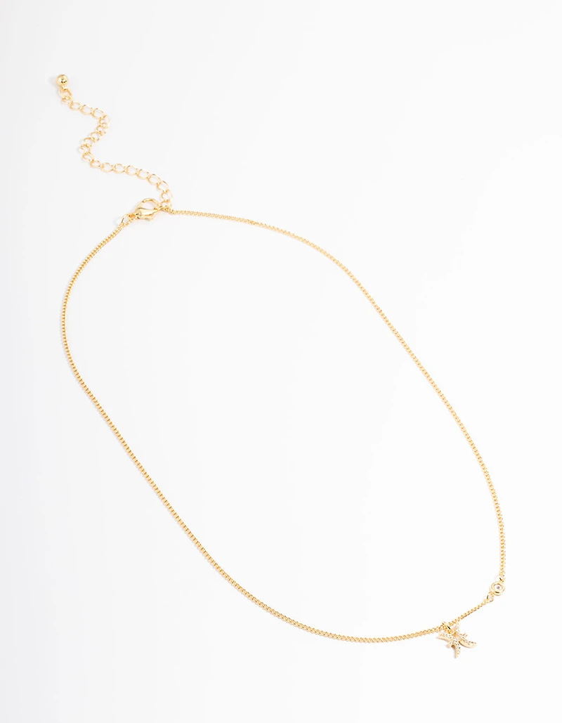 Gold Plated Pisces Necklace with Cubic Zirconia Pendant