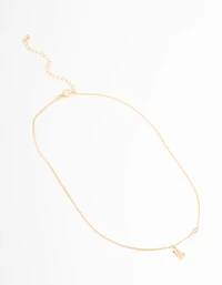 Gold Plated Capricorn Necklace With Cubic Zirconia Pendant