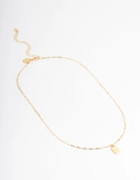 Gold Plated Letter E Rectangle Pendant  Necklace