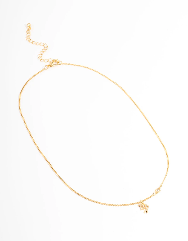 Gold Plated Virgo Necklace with Cubic Zirconia Pendant