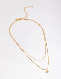 Letter Gold Plated Layered Diamante Initial Necklace