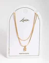 Letter Gold Plated Layered Diamante Initial Necklace