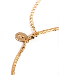 Gold Plated Diamante Letter N Layered  Necklace