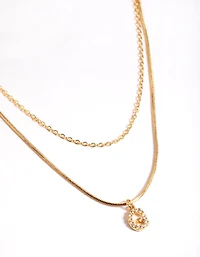 Gold Plated Diamante Letter G Layered  Necklace