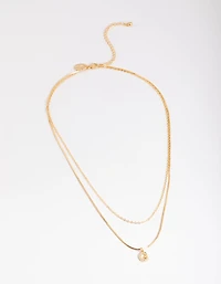 Gold Plated Diamante Letter G Layered  Necklace