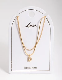 Letter D Gold Plated Layered Diamante Initial Necklace