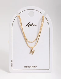 Letter H Gold Plated Layered Diamante Initial Necklace