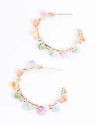 Rose Gold Beaded Hoop Earrings