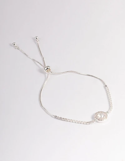 Silver Cupchain Stone Toggle Tennis Bracelet