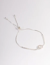 Silver Cupchain Stone Toggle Tennis Bracelet