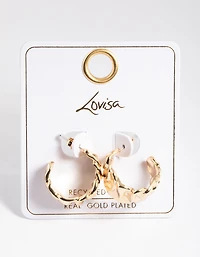 Gold Plated Brass Medium Molten Hoop Earrings