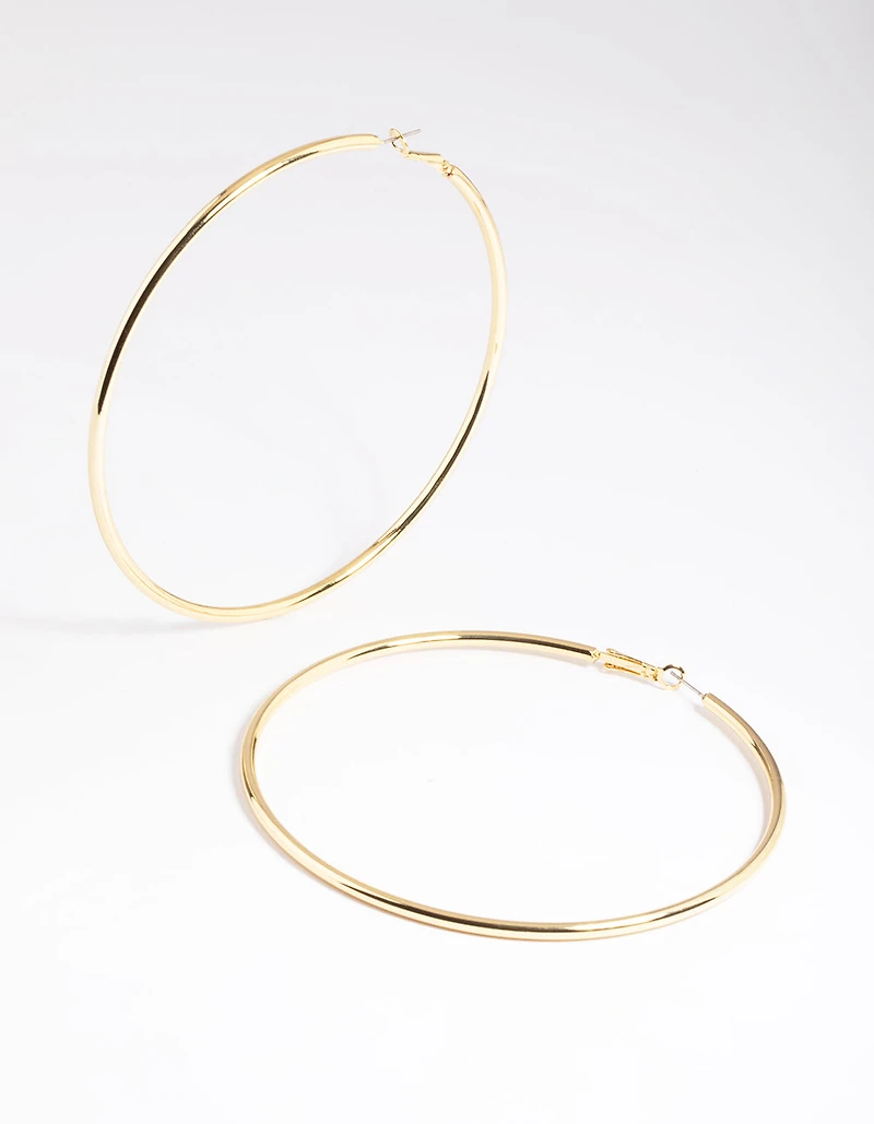 Gold Plated Brass Oversized Hoop Earrings