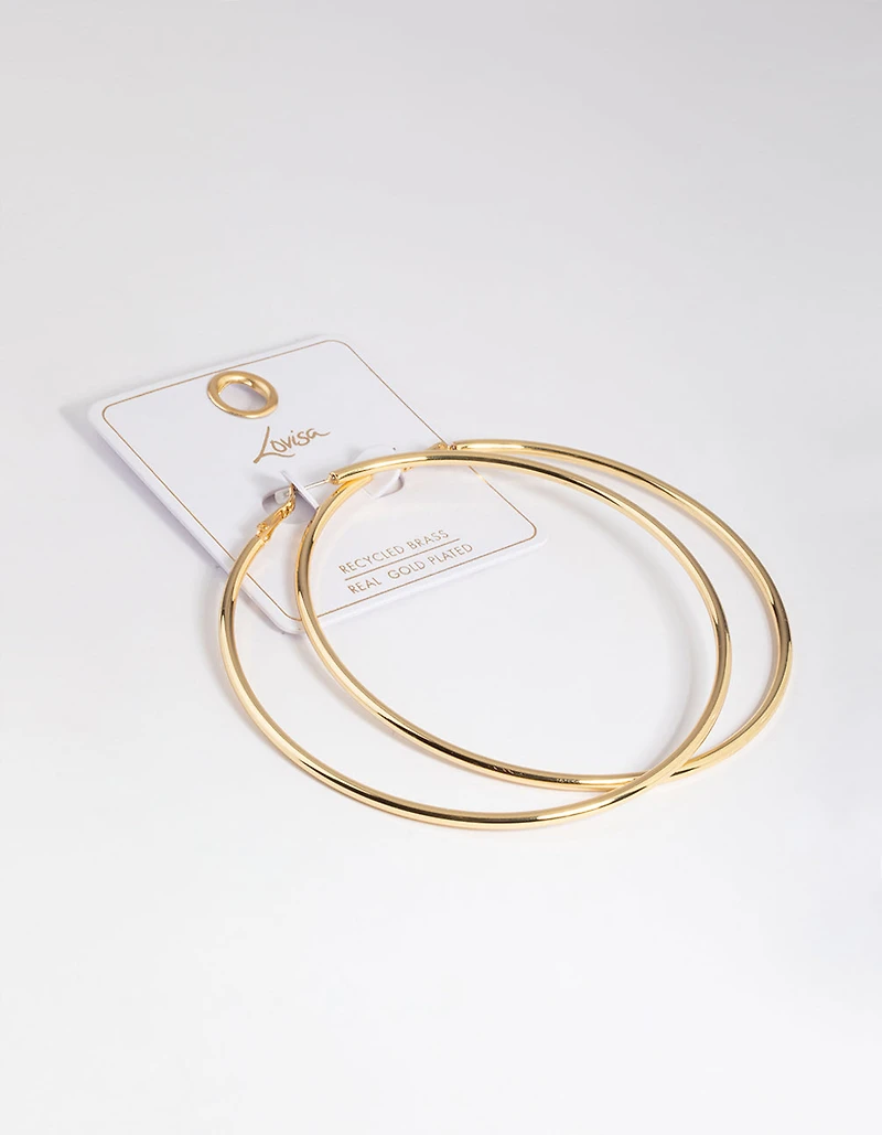 Gold Plated Brass Oversized Hoop Earrings