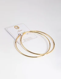Gold Plated Brass Oversized Hoop Earrings