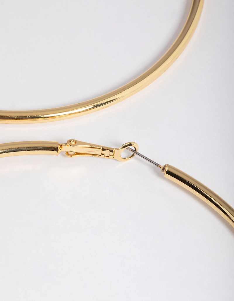 Gold Plated Brass Oversized Hoop Earrings