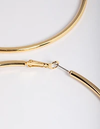 Gold Plated Brass Oversized Hoop Earrings