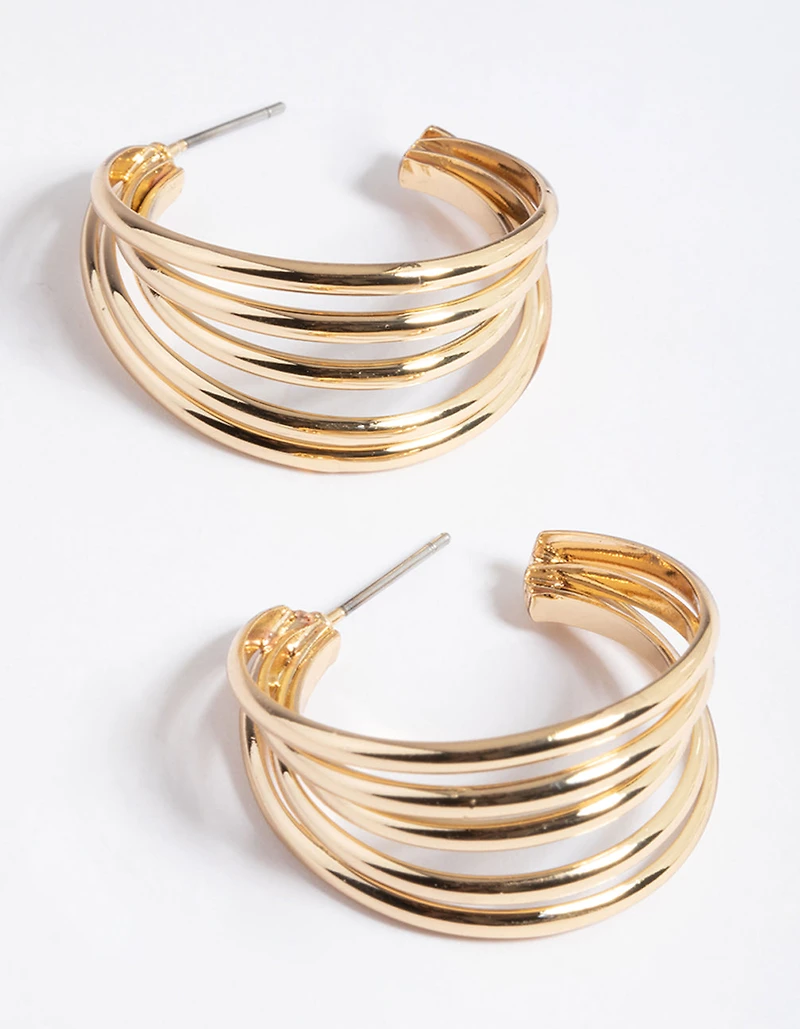 Gold Plated Brass Open Hoop Earrings