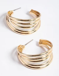 Gold Plated Brass Open Hoop Earrings