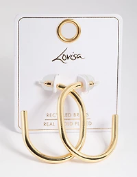 Gold Plated Brass Gold Large Oval Hoop Earrings