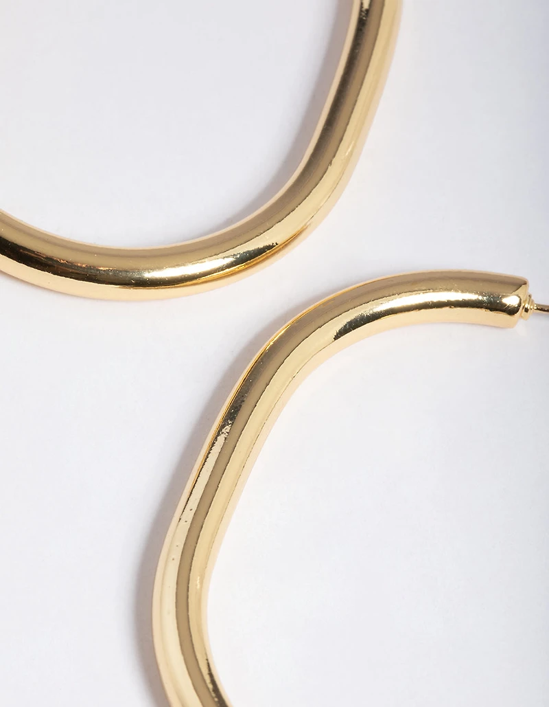 Gold Plated Brass Gold Large Oval Hoop Earrings