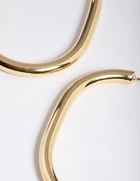 Gold Plated Brass Gold Large Oval Hoop Earrings
