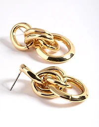 Gold Plated Brass Link Statement Earrings