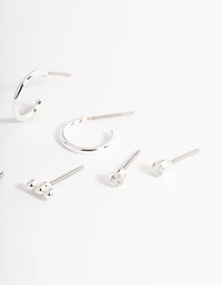Silver Diamante Stud & Huggie Pack