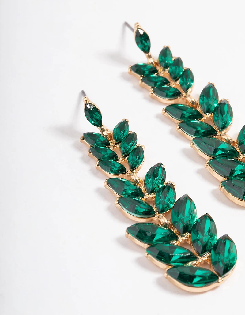 Gold Graduated Leaf Drop Earrings