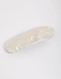 Shiny White Barrette Clip