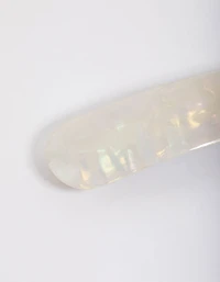Shiny White Barrette Clip