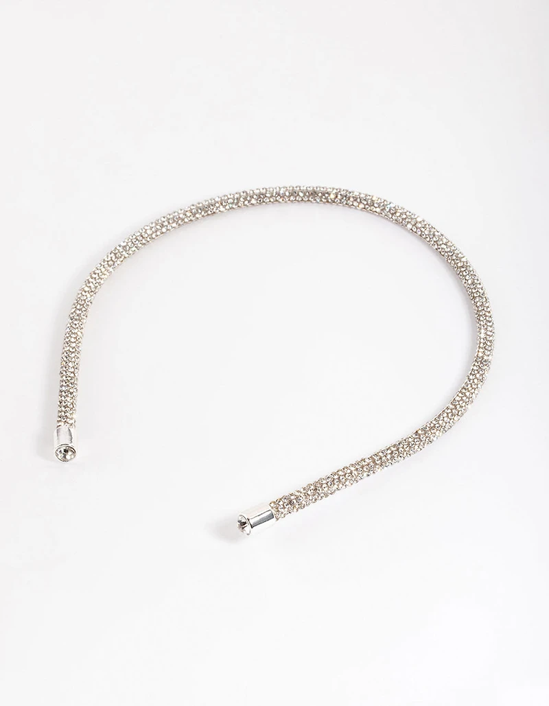 Silver Rounded Diamante Headband