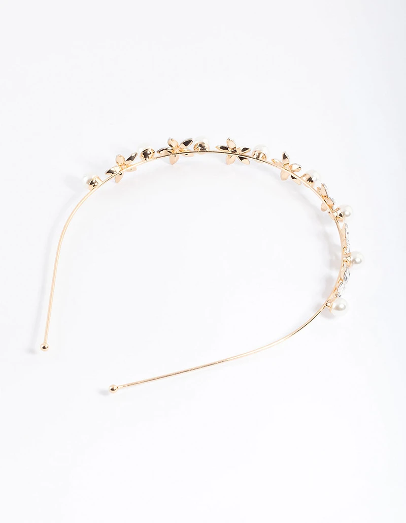 Gold Pearl Diamante Detail Headband