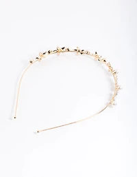 Gold Pearl Diamante Detail Headband