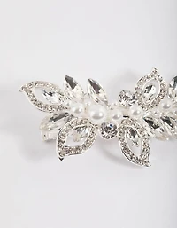 Silver Diamante & Pearl Barette Clip