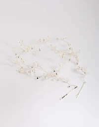 Silver Diamante & Pearl Hair Drape