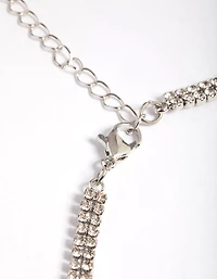 Silver Large Triangle Diamante Statement Necklace