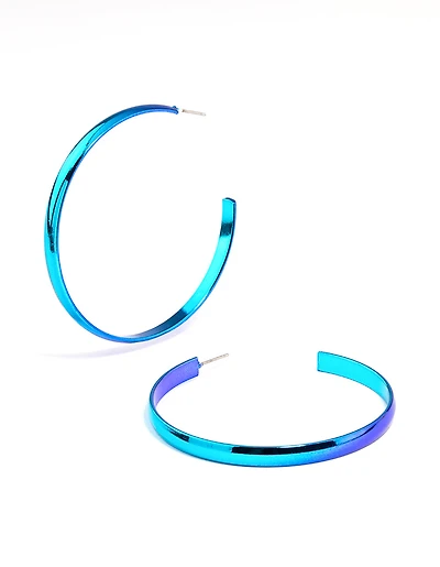 Boucles d’oreilles bleues brillantes et lisses de 58 mm