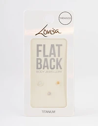 Gold Plated Titanium Cubic Zirconia & Pave Threadless Flat Back Pack