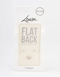 Gold Plated Titanium Pave Marquise Threadless Flat Back Pack