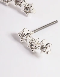 Silver Star Crawler Stud Earrings
