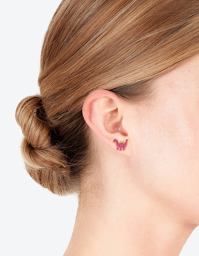 Gold Dinosaur Stud Earrings