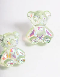 Acrylic Green Candy Bear Stud Earrings