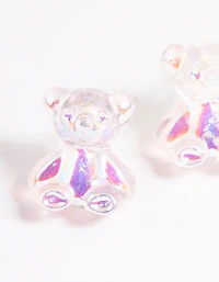 Acrylic Pink Candy Bear Stud Earrings