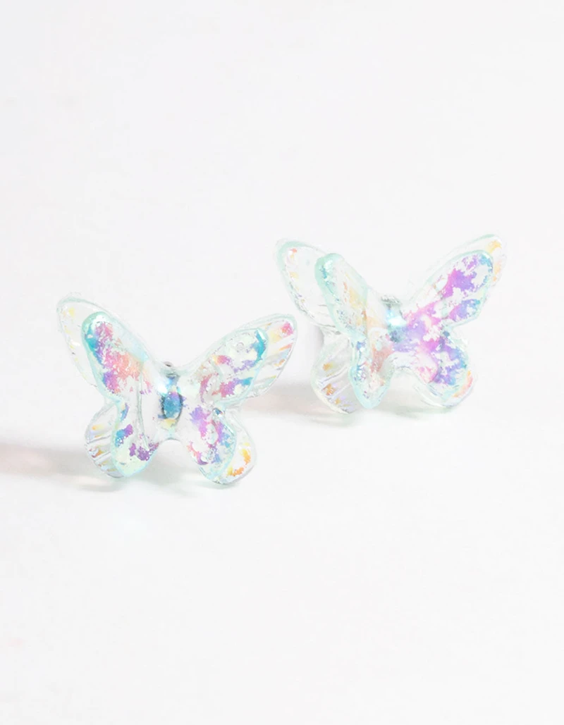 Acrylic Blue Candy Butterfly Stud Earrings