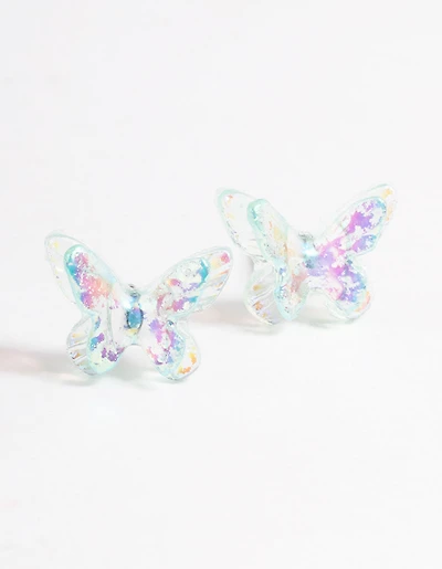 Acrylic Blue Candy Butterfly Stud Earrings