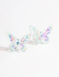 Acrylic Blue Candy Butterfly Stud Earrings