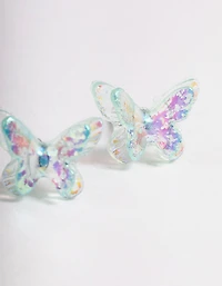 Acrylic Blue Candy Butterfly Stud Earrings