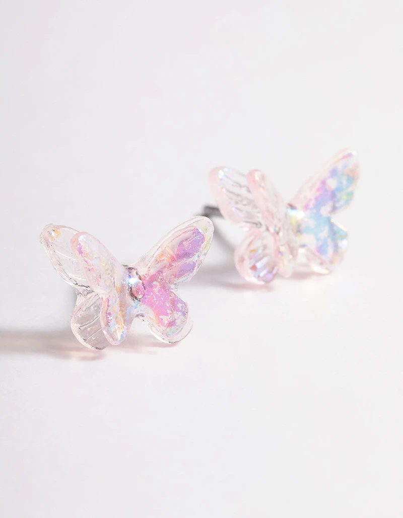 Boucles d’oreilles en forme de papillons rose rose en acrylique