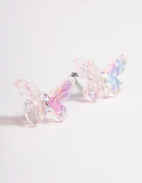 Boucles d’oreilles en forme de papillons rose rose en acrylique