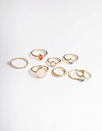 Gold Natural Stone Mixed Ring Pack
